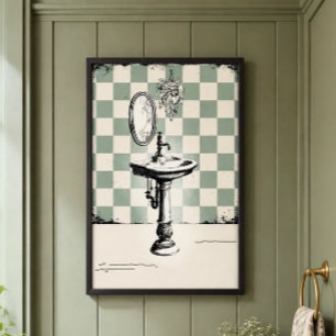 Antike Waschtisch-Ästhetik im Badezimmer Poster