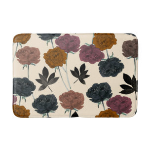Antike Wasserfarbe Kräftige Herbstblumen Badematte