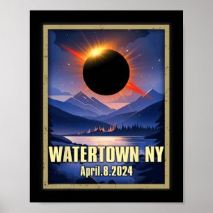 Antike Watertown Ny Totale Sonnenfinsternis 2024 Poster