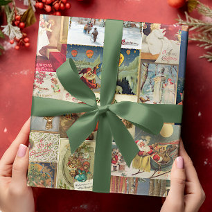 Antike Weihnachts-Grußkarten-Muster Geschenkpapier