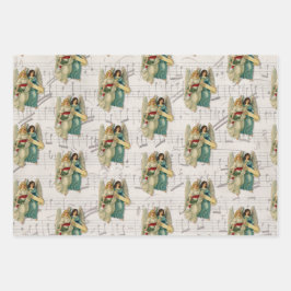 Antike Weihnachtsengel Glocken Santa Kinder Geschenkpapier Set