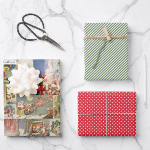 Antike Weihnachtsfeiertage Grußkarten Muster Geschenkpapier Set