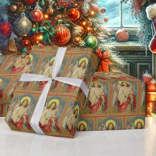 Antike Weihnachtsgrüße von Engeln in erstklassiger Geschenkpapier