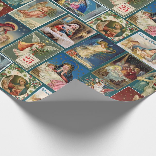 Antike Weihnachtskarten Baby Jesus Angels Geburt K Geschenkpapier (Ecke)