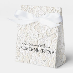 Antike weiße beige Blumen-Spitzen-Hochzeitsgunst-B Geschenkschachtel