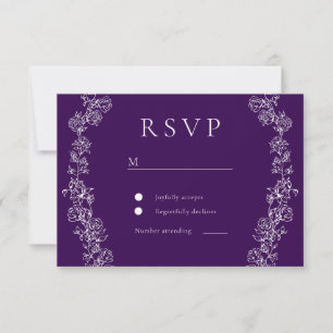 Antike Weiße Lila Pflaume Hochzeit RSVP Karte