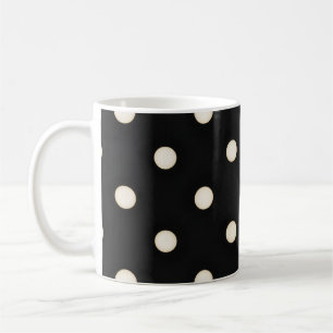 Antike weiße Polka Punkte auf schwarz Kaffeetasse