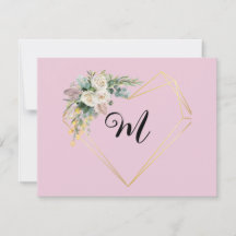 Antike weiße rosa Rosen Goldenes Herz Monogramm