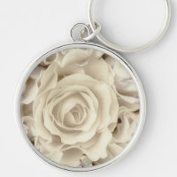 Antike weiße Rosen, gefrieren grünen Satin,