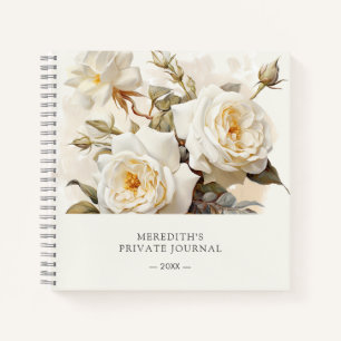 Antike weiße Rosen - Vintage-Rosen personalisiert Notizbuch