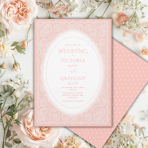Antike weiße Spitze Pfirsich Hochzeit im Vintage-S Einladung