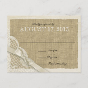 Antike, weiße Spitzenlandkarte RSVP Karte