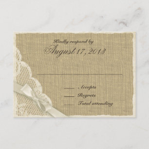 Antike, weiße Spitzenlandkarte RSVP Karte