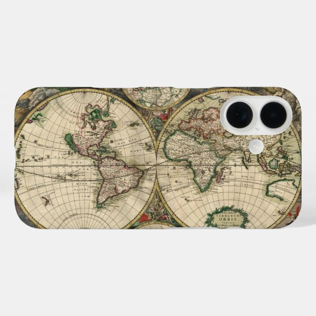 Antike Weltkarte 1689  Case-Mate iPhone Hülle (Rückseite (Horizontal))