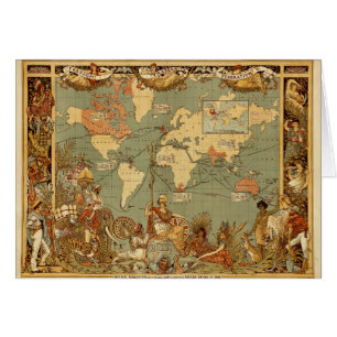 Antike Weltkarte 1886 Britisches Weltreich Poster