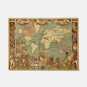 Antike Weltkarte 1886 Britisches Weltreich Poster Fußmatte