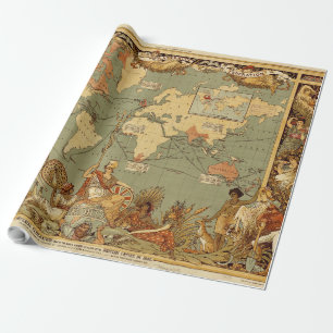 Antike Weltkarte 1886 Britisches Weltreich Poster Geschenkpapier