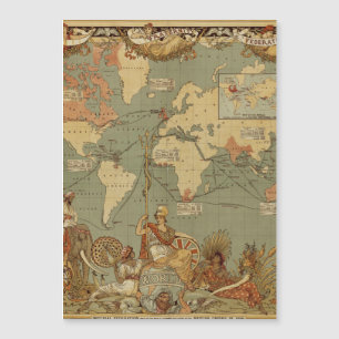 Antike Weltkarte 1886 Britisches Weltreich Poster Magnetkarte