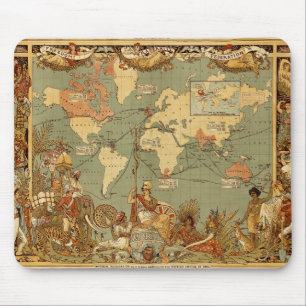 Antike Weltkarte 1886 Britisches Weltreich Poster Mousepad