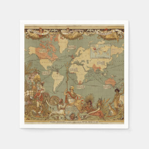 Antike Weltkarte 1886 Britisches Weltreich Poster Serviette