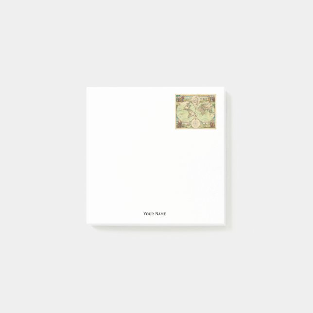 Antike Weltkarte #4 Post-it Klebezettel (Vorderseite)