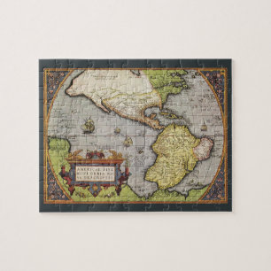 Antike Weltkarte Amerikas von Abraham Ortelius Puzzle