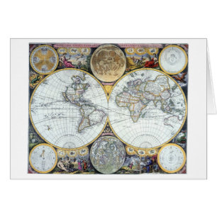 Antike Weltkarte, Atlas Maritimus von John Seller