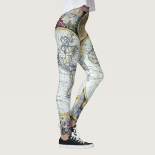Antike Weltkarte, Atlas Maritimus von John Seller Leggings