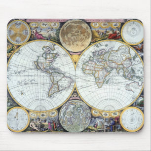 Antike Weltkarte, Atlas Maritimus von John Seller Mousepad