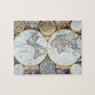 Antike Weltkarte, Atlas Maritimus von John Seller Puzzle