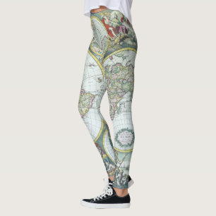Antike Weltkarte aus dem 17. Jahrhundert, Frederic Leggings