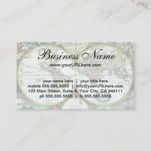 Antike Weltkarte aus dem 17. Jahrhundert, Frederic Visitenkarte