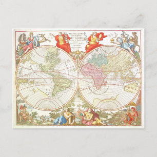 Antike Weltkarte c1694 Postkarte