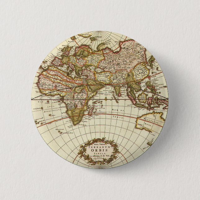 Antike Weltkarte, c. 1680. Von Frederick de Wit Button (Vorderseite)