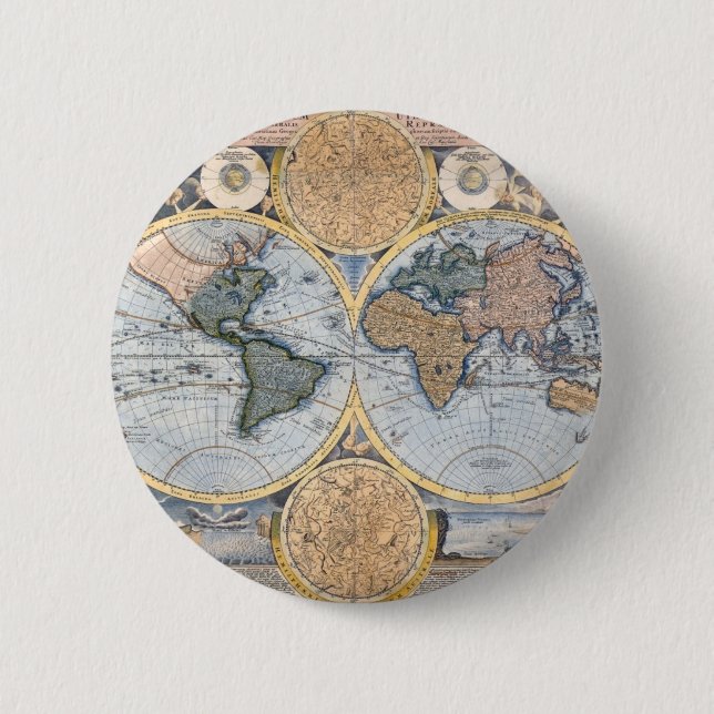 Antike Weltkarte cool Button (Vorderseite)