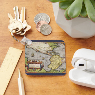 Antike Weltkarte der Amerikas, 1570 Schlüsselanhänger