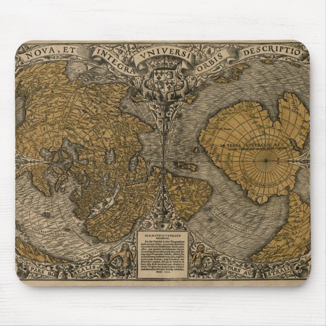 Antike Weltkarte des Klassiker-1531 durch Oronce Mousepad (Vorne)