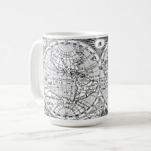 Antike Weltkarte Druck mit Monogramm Vorlage Kaffeetasse