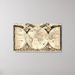 Antike Weltkarte durch Philipp Eckebrecht - 1630 Leinwanddruck