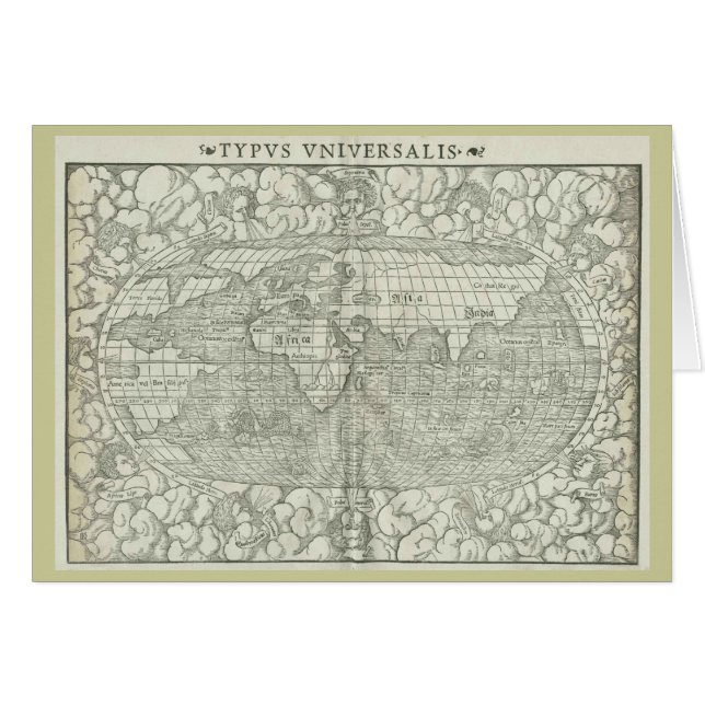 Antike Weltkarte durch Sebastian Münster circa (Vorderseite (Horizontal))