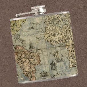 Antike Weltkarte elegante Flasche Flachmann