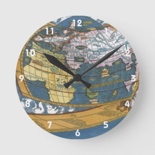 Antike Weltkarte mit Claudius Ptolemäus, 1507 Runde Wanduhr