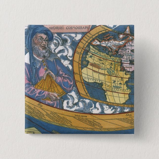 Antike Weltkarte mit Claudius Ptolemy, 1507 Button (Vorderseite)