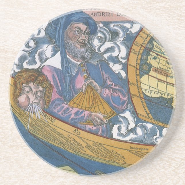 Antike Weltkarte mit Claudius Ptolemy, 1507 Getränkeuntersetzer (Vorne)