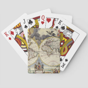 Antike Weltkarte mit den mythologischen vier Eleme Spielkarten
