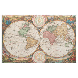 Antike Weltkarte mit Hemisphären Stoff