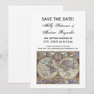 Antike Weltkarte Nr. 3 Save the Date Einladung