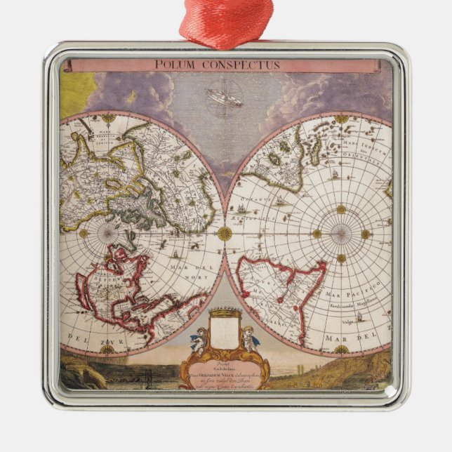 Antike Weltkarte Ornament Aus Metall (Vorne)