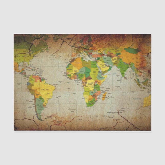 Antike Weltkarte Tissue-Papier Seidenpapier (Vorderseite)