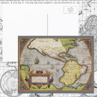 Antike Weltkarte von Amerika, 1570